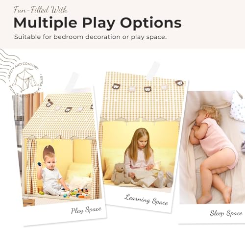Kinder Spielhaus Indoor,Kinder Bettzelt,Spielzelt für Drinnen,Prinzessin Zelt mit Fenstern, Kinderspielhaus, Kuschelecke Kinderzimmer Dekor