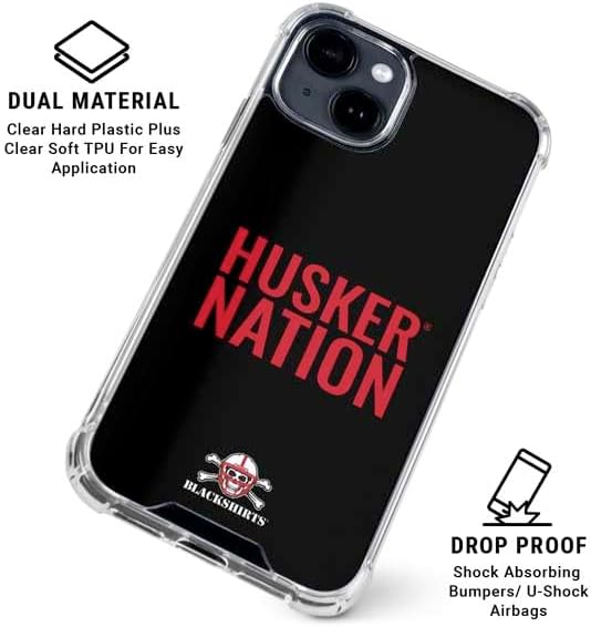 Skinit Clear Phone Case Compatible with iPhone 15 - Officially Licensed University of Nebraska Husker Nation Design