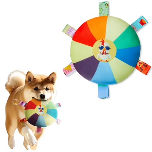 DIFLAX Frisbee per Cani, Frisbee Morbido, Giocattolo Cane Frisbee, Giochi per Cani, in Peluche, Interattivo per Addestramento & Cattura