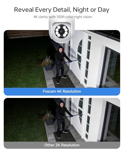 FOSCAM 4K Security Camera Outdoor, Full Space Sense WiFi Camera 360° Radar Auto-Tracking, No-Blind-Spot View, Human/Car/Motion/Sound Detection, Color Night Vision, IP66 Compatible with Alexa thumbnail 7