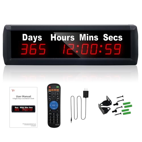 YZ Temporizador Digital Cuenta Regresiva de 999 días, Reloj Remoto 12/24 Horas en Tiempo Real, para Eventos, Pantalla Grande, Calendario