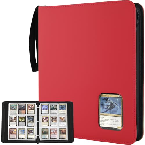 Card Binder 9 Pocket, Trading Card Binder with Clear Window Design, 720 Double Sided Pocket PU Collection Binder, Card Albums for MTG, TCG, and Sports Cards(Red)