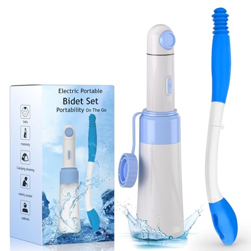 Portable Bidet Toilet Aids Wiper Tool Set for Travel | 450mAh Battery | 350ML Bottle | IPX7 Waterproof | USB-C Charging | Compact & High-Powered with 2 Pressure Modes for Wiping and Personal Hygiene