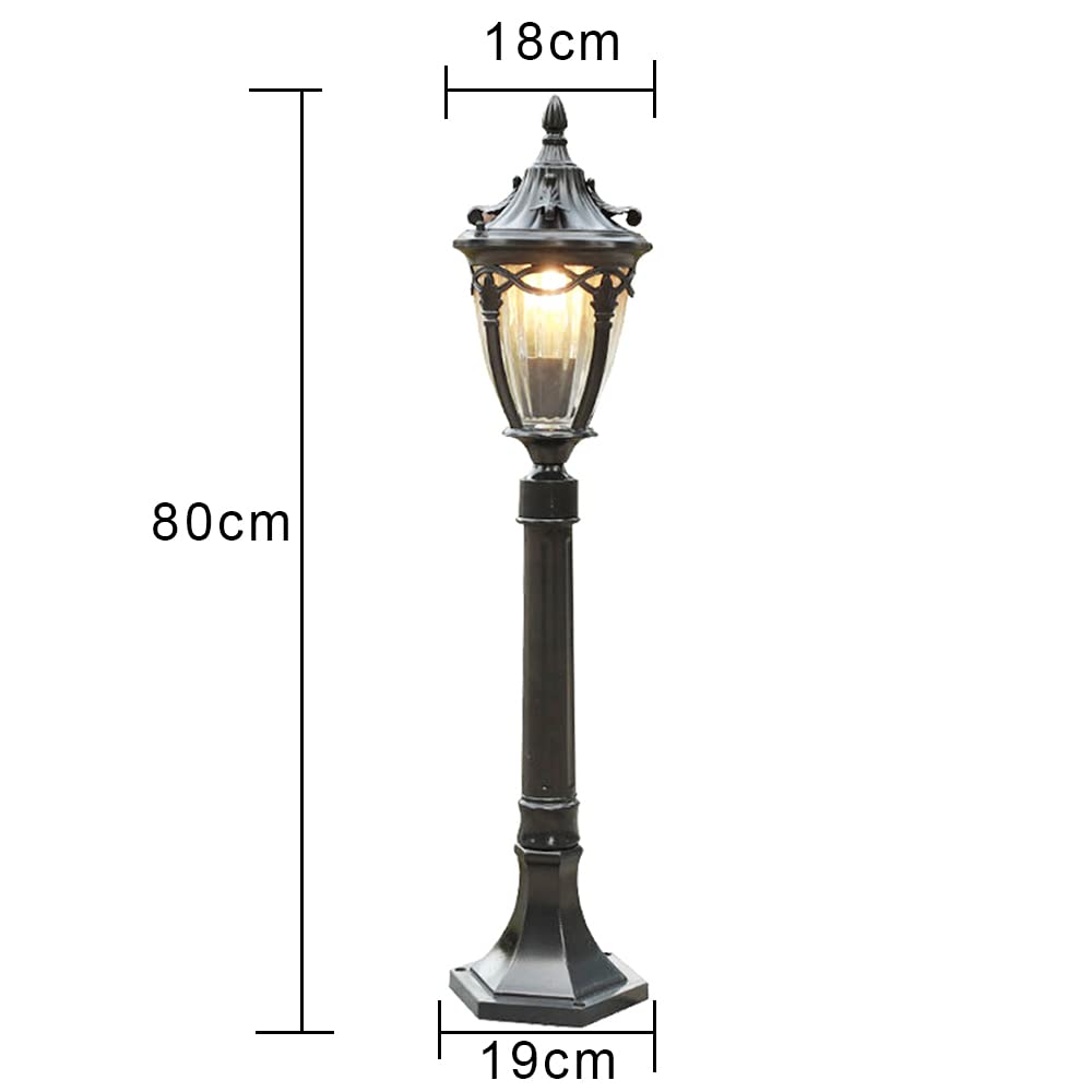 lámpara de pie Negro,Aluminio,H 80 cm, lámpara de jardín E27, 220V,IP55 | Terraza, Camino, Jardin / Illuminacion Exterior.Lamparas de pie exterior Clásico/Antiguo. patio entrada ,retro vintage