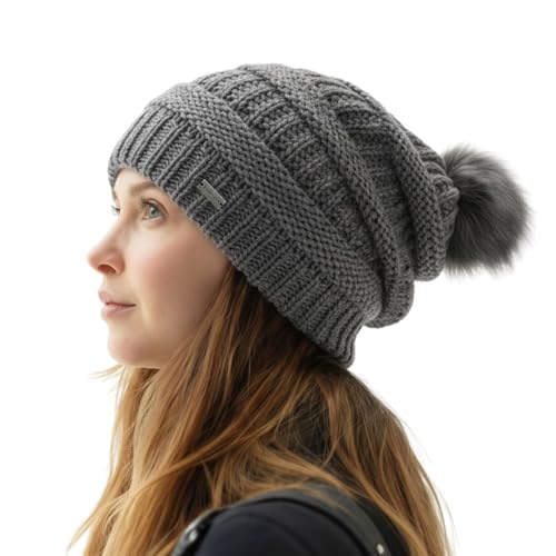 Bonnet d'hiver en tricot TOP-EX en grosse maille chaude doublée polaire pour sorties de ski