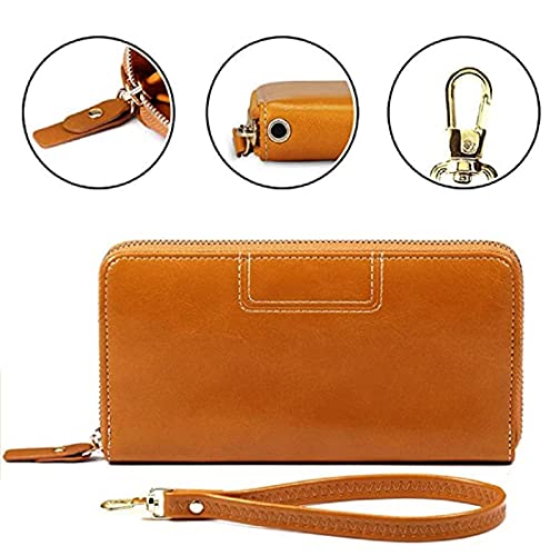 Image of Contacts Wristlet Wallets for Women with RFID Protect-ion | Ladies Leather Clutch /Wallet | Large Capacity Zipper Purse /Card Holder Organizer for Women (Beige)