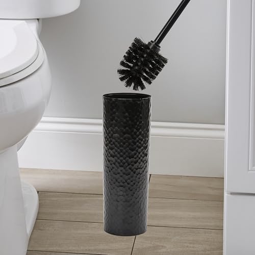 Image of Bath Bliss Toilet Brush | Hammered Textured Design | 360 Degree Bristle Brush | Bathroom Cleaning | Contemporary Design | Black