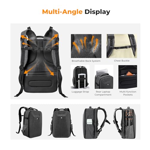 Image of K&F CONCEPT Camera Backpack,Hardshell Photography DSLR Camera Bag with 15-15.6 Inch Laptop Compartment Waterproof Hard Shell Camera Case Compatible with Canon /Nikon /Sony /DJI Mavic Drone