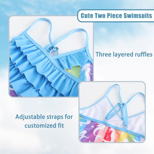 Image of Girls Tankini Swimsuits Two Piece Bathing Suit Hawaiian Ruffle Swimwear Set for Kids Girls 3-16 Years