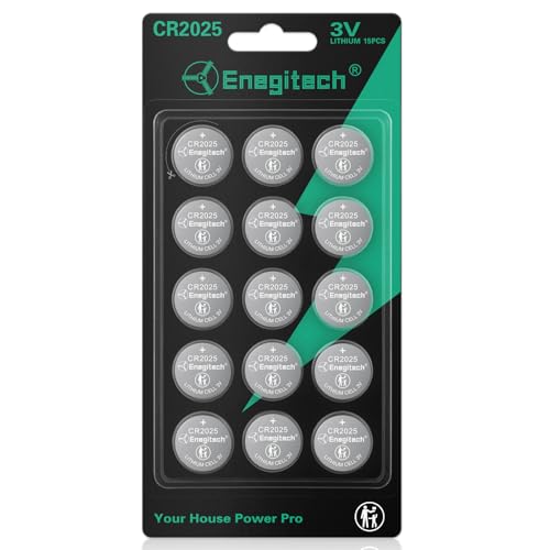 Enegitech CR2025リチウムボタン電池 コイン形 CR2025 リチウム電池 3V 時計/電卓/リモコン/体温計対応 水銀ゼロ 小型電子機器用コイン形電池 15個セット