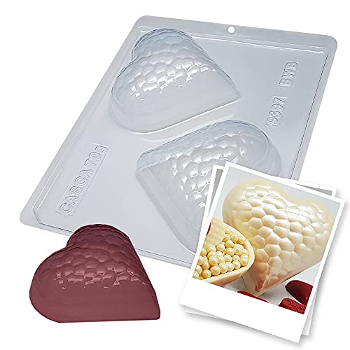 BWB 9397 Molde Especial 3 partes Corazón textura gouge Forma con silicona para chocolate caliente de 2 Cavidades 70-200g Plástico PET Tridimensional Accesorios utensilios reposteria