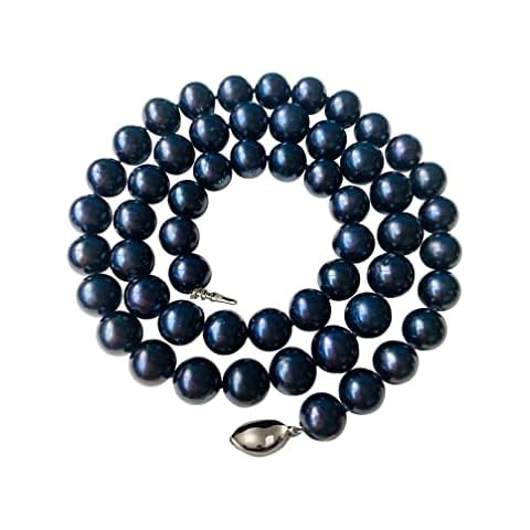 Pearl Romance II ROUND PEARL JEWELRY II Classic Cultured Freshwater Black Strand Pearl Necklace for Women Christmas Genuine (20, 7.0-7.5mm) Cover