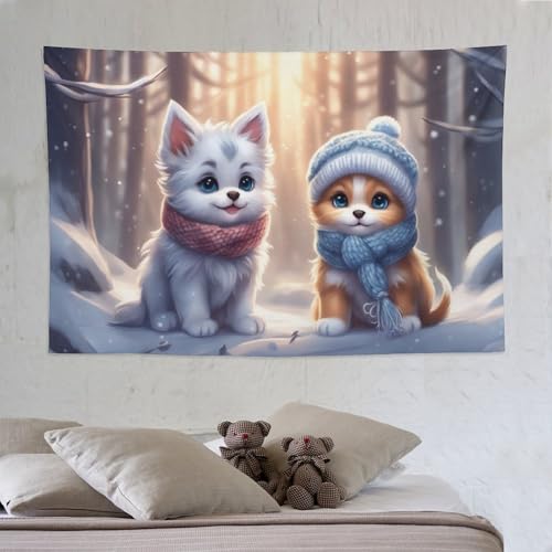 Tapisserie chat mignon pour creer une ambiance esthetique de chambre