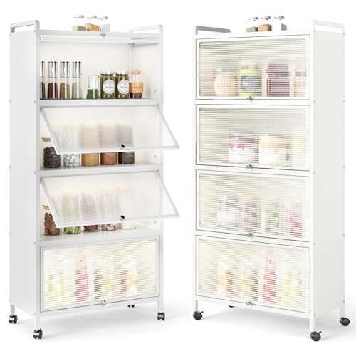 Giantex 5-Tier Kitchen Storage Cabinet, 60" H Mobile Microwave Stand