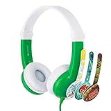 Explore Volume Limiting Kids Headphones | Durable, Comfortable & Customizable | Built in Headphone Splitter and In Line Mic | Great for School! | For iPad, Fire, Computers and Tablets | Green