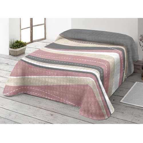 GREATOYAR Manta de Raschel para Cama, Manta Cama Invierno, Manta de Raschel para Sofá, Manta Gruesa, Manta Raschel, Extra Cálido, Sobrecama, Caliente, Transpirable para Invierno, Gris y Rosa 160X220cm