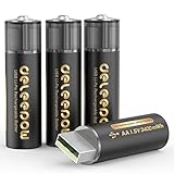 Deleepow Rechargeable AA Batteries Lithium 1.5V 3400mWh,USB Rechargeable AA Batteries 4-Pack Lithium