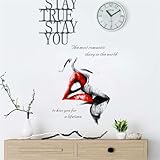 Generic Wall Decal with Red Lip Sticker, Kissing Lips Wall Sticker, Vinyl Motivational Art Lettering Removable DIY Vinyl Decor Wallpaper for Bedroom, Living Room, TV Wall