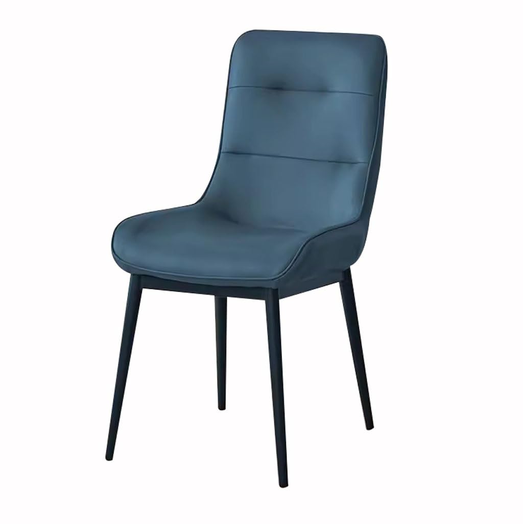 RILOOPFaux Leather Dining Chairs Kitchen Living Room Lounge Counter Chairs Sturdy Metal Legs Household Desk Chair Living Room Chairs/Blue