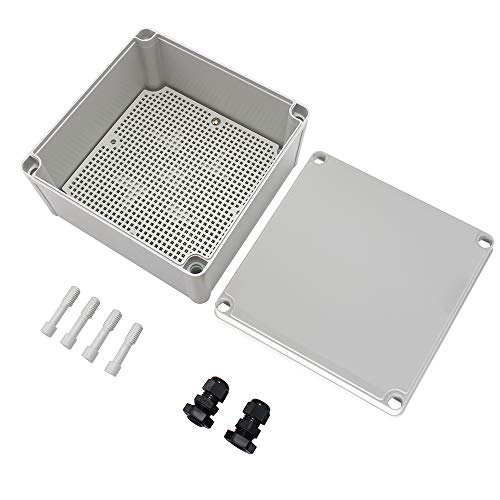 Makerele Waterproof Electronic Diy Projects Cable Enclosure Outdoor 6.89”6.89”3.94” (175175100Mm) Outside Abs Plastic Electrical Box With 2 Npt 3/8” Glands #TOP8