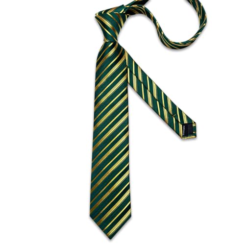 Image of DiBanGu Mens Silk Tie Formal Striped Necktie and Pocket Square