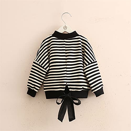 Autumn Spring Children O-Neck Knitted Pullover Cotton White Black Striped Sweater3