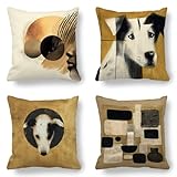 Yellow Throw Pillow Covers Animal Cushion Covers 20x20 Set of 4, Outdoor Pillows Waterproof with Invisible Zipper Square Linen Decorative Sofa Cushions for Living Office Outdoor Garden Furniture M-C