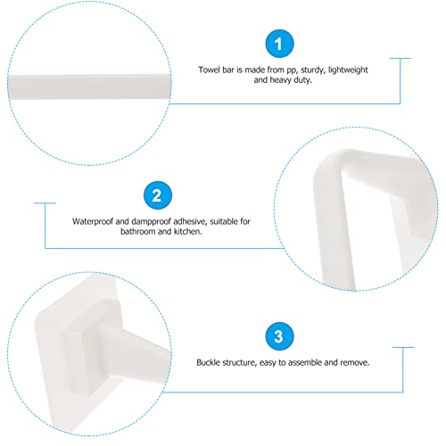 Doitool Bathroom Hand Towel Holder Modern No Drill Single Towel Rod Rack Hanging Bath Towel Shelf Bathroom Towel Hanger For Hotel Home, White, 34Cm #TOP4