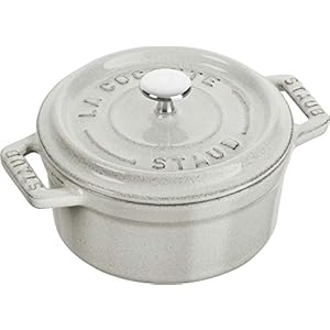Staub Cast Iron .25-qt Mini Round Cocotte – White Truffle, Made in France