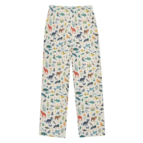 Fish Foxes Birds Seamless Pajamas Bottoms with Pockets Comfy Pjs Sleepwear Elastic Waistband Pajamas Pants Lounge Pants