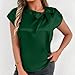 Women's Bow Tie Mock Neck Cap Sleeve Satin Shirts Blouses Office Ladies Elegant Dressy Business Casual Work Tank Tops Blackish Green