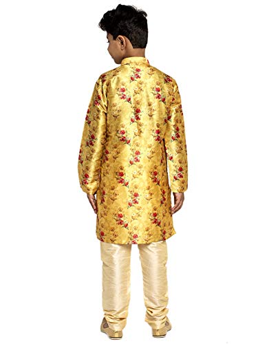 Image of KRAFT INDIA Boys Silk Print Kurta Churidar