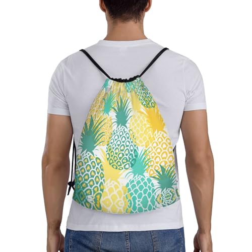 Tropical Pineapple Print Drawstring Bags, Backpack Bag For Shopping, Sport, Yoga, Travel,Gym, Swimming, Beach2