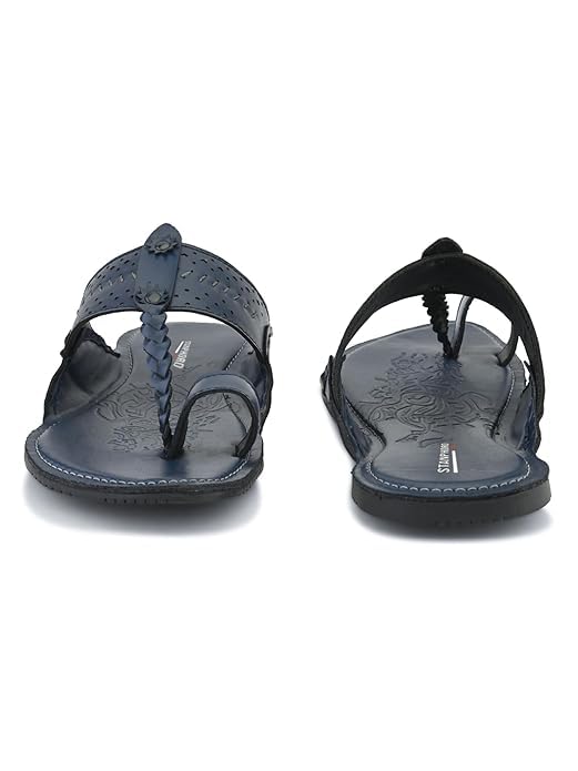 Image of STANPHORD Men Kolhapuri Chappals | Ethnic Thong Slippers Faux Leather | Cushioned Footbed | Festive Wedding Casual Daily Wear (TPMN 30006)