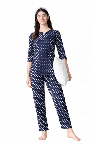 Image of Ichaa Women's Cotton Nightwear Set - Printed Top & Pajama