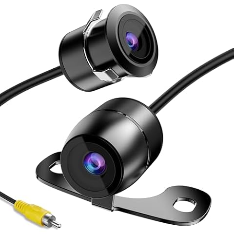 Backup Camera Flush Mount, Metal Housing 170°Wide View Angle Rear/Side/Front View Camera for Car, Clear Night Vision IP69 Waterproof Reverse Camera for Vehicle SUV RV Pickup, 18.5mm, 12V/24V, Black Cover