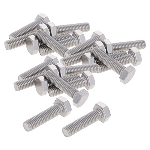 Image of Bettomshin 20Pcs M8 x 30mm Hex Bolts, 304 Stainless Steel 1.25mm Thread Pitch Fully Threaded Metric Hex Head Screw Bolts, Hexagon Screw Bolt, Hex Tap Bolts, Silver (Overall Size 35.45x13x13mm)