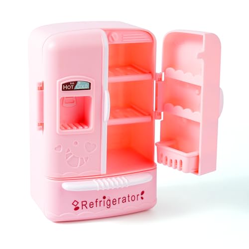 Dollhouse Mini Refrigerator Furniture, Essential Kitchen Accessory for Dollhouse, Compatible with Mini Foods, Kids' Playhouse Decor