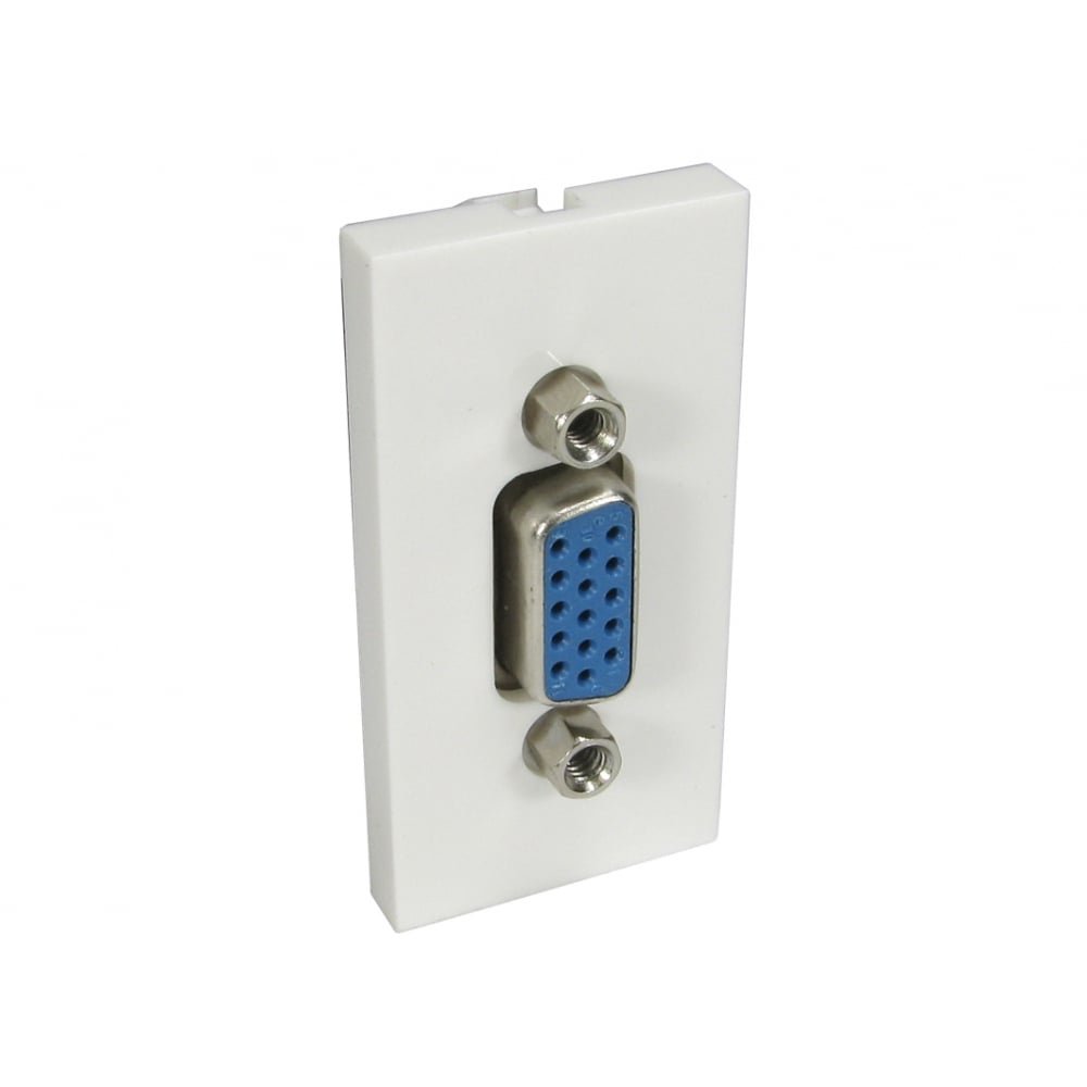 rhinocables Faceplate Frame, Modular Blanking Plate with Custom Modules, Mount Wall Plate Outlet Cover Fitting Single or Double HDMI Socket, VGA, Audio Network & USB - (VGA (with Cable))