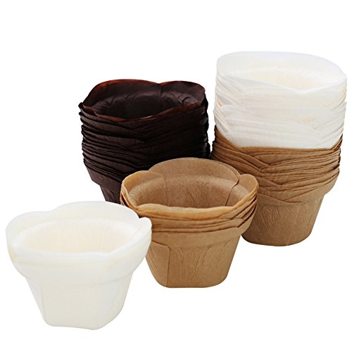Cupcake Liners Baking Muffin Paper Baking Cups for Weddings, Birthdays, Baby Showers (White 50pcs)