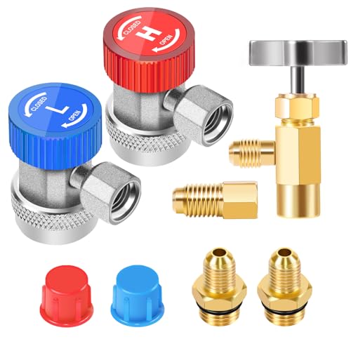 Kit de adaptadores rápidos AC R134A ajustables con válvula de grifo y accesorios miniatura 1