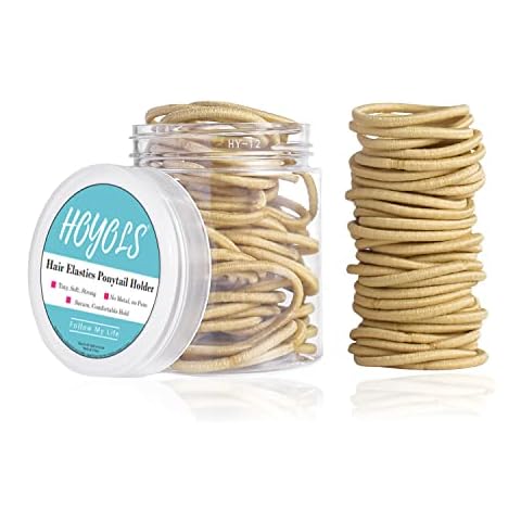 100pcs Baby Girls Hair Elastic Ties, 1 inch Small Hair Bands Ponytail Holders Hair Styling Accessories for Infants Toddler Kids Children 2mm by Hoyols (Golden Blonde) Cover