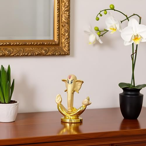 Image of Pearl White Anchor Ganesha |Perfect Idol for Car Dashboard, Office & Home |Siddhivinayak Murti for Balance, Good Luck & Success | Idol Gift for Home & Business| Height 3.3 Inch