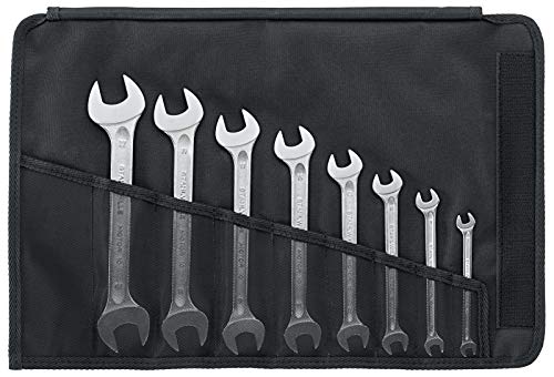 Stahlwille 96400305 Double Open Ended Wrenches, Motor No. 10, 8 Pieces, Size 6Mm X 7Mm - 20Mm X 22Mm, 15 Deg Offset Angle, 745G Industrial Grade, Chrome Plated, Made In Germany #TOP6
