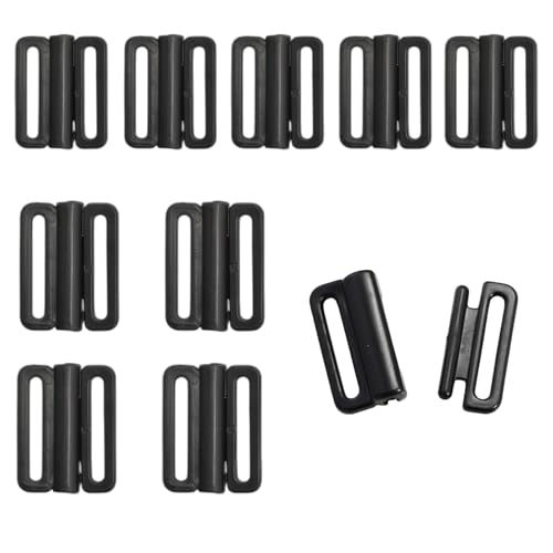 SYBL 10PCS Black Plastic Buckles Front Closure Bra Hooks and Clasps 1.2cm 1.5cm Fasteners for Bra Repair Bikini Lingerie Sewing DIY Crafts