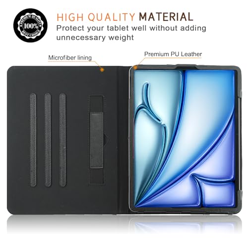Étui rotatif pour iPad 11 Air 10.9 folio multi-angle avec rangement crayon noir - 5
