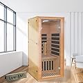 Low EMF Infrared Home Sauna?Personal Outdoor Indoor Heaters Saunas Wood Tiny Dry Barrel Snfared at Home Sauna Room Allwood for Men Women?Bluetooth ?LCD Display-Control?Canadian Hemlock