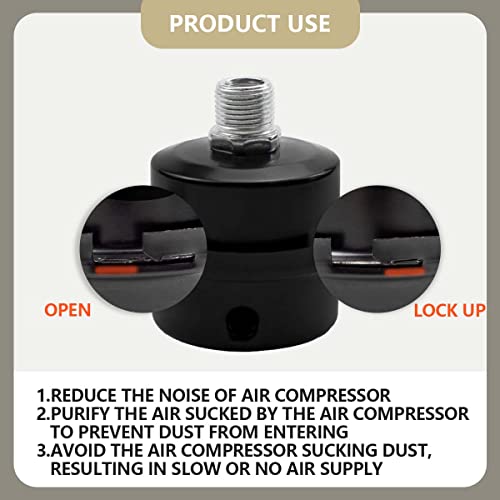Bwintech 2 Stück Luftkompressor Schalldämpfer Schalldämpfer 1/4 Gewinde Schwarz Metall Ansaugfilter Schalldämpfer für öllosen Luftkompressor