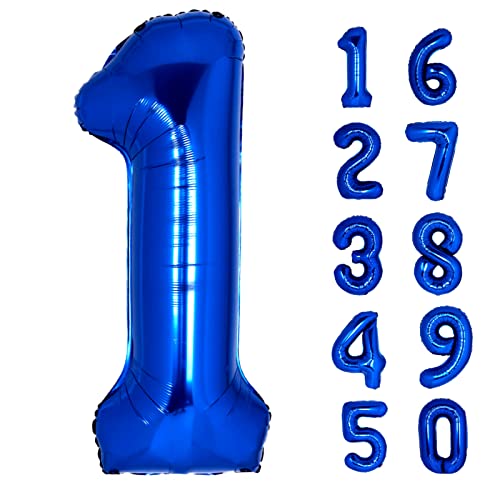 40 Inch Giant Navy Blue Number 1 Balloon, Helium Mylar Foil Number Balloons For Birthday Party, 1St Birthday Decorations For Kids, Anniversary Party Decorations Supplies (Navy Blue Number 1) #TOP19