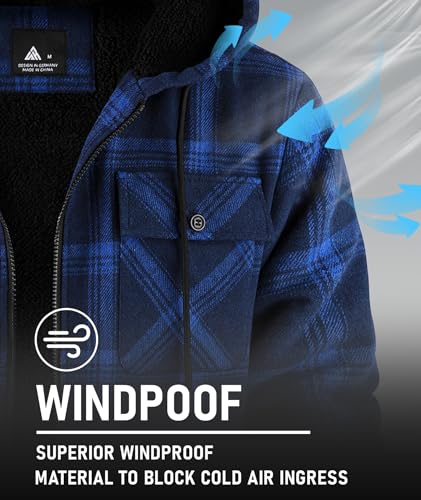 Image of GEEK LIGHTING Men's Flannel Shirts Jacket Sherpa Lined Fleece Plaid Hoodie Long Sleeve Winter Warm Coat